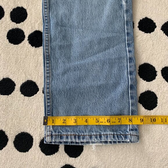 Levi's 505 Regular Fit Distressed Light Wash Denim Straight Leg Jeans - Picture 11 of 15